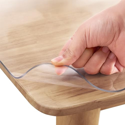 IlGruppone Copritavolo Trasparente in PVC 1.5 Mm Pellicola Protettiva Cover Tavolo Tovaglia Protezione Mollettone Antimacchia per Tavoli Cucina Salotto Ufficio Scrivania - Trasparenti - 100x100Cm