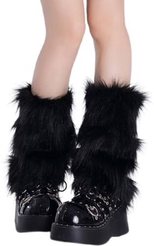 DULFAX Calentadores de Piernas Peludas de Piel Sintética para Mujer, Faux Fur Warm Fuzzy Leg Warmers Cálidos y Mullidos para Botas, Calentadores de Piernas para Disfraz de Fiesta
