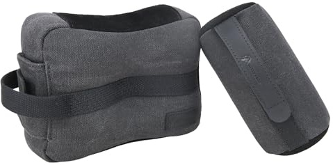 Tas Trost Kit de Sacs de Tir de Précision (Avant et Arrière) en Toile et Cuir, Support de Tir pour Carabine et Fusil, Sacs de Repos pour Banc de Tir et Extérieur (Non Rempli) (Noir)