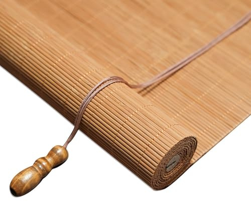 Naturels Store Rideau Bambou Exterieur 45-300cm Occultation à 70% Store Enrouleur Roseau Installation Facile Stores Romains Pour Cuisine/Terrasse/Porche Anti-UV Respirant Intimité(W100xH150cm)
