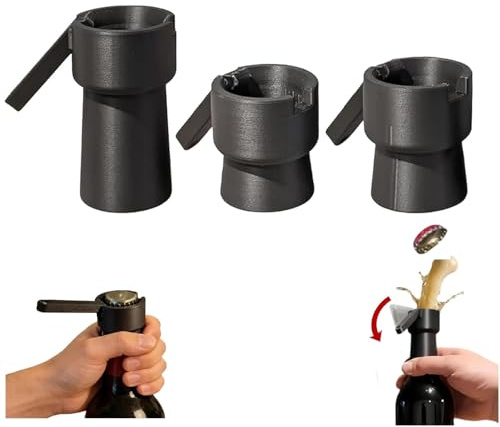 Bottle Blaster, Kronkorken-Werfer, 3-teiliger Kronkorken-Werfer-Shooter-Öffner, Kronkorken-Schießen verschiedener Bierflaschen für Bier, Limonade, perfekt für Partys, Versammlungen und (Black)