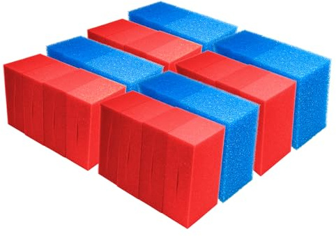 Pondlife 36x Filterschwamm Teichfilter geschlitzt kompatibel mit Oase BioTec 36 und Screenmatic, 21,5 x 15,5 x 9 cm, 18x Blau grob 18x Rot fein, Teichfilter Ersatzteile Durchlauffilter