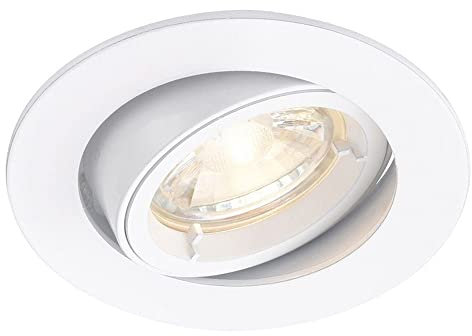 CAST Recessed Lighting - Mains Powered LED Spot Lights Downlights for Ceiling - IP20 Rated GU10 Fitting for Halogen or LED - Matt White Finish, Adjustable Tilt Version
