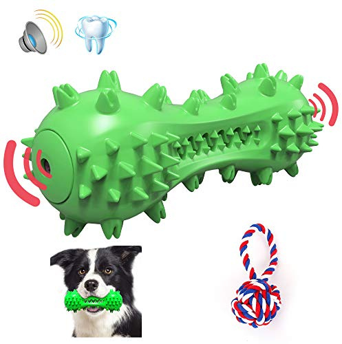N/C Quietschende Gummi-Zahnbürste, Hunde-Zahnreinigung, langlebiges Kauspielzeug für aggressive Kauer, mittlere oder gro?e Rassen, Hundespielzeug für kleine, mittelgro?e und gro?e Hunde., grün