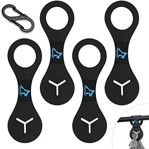 PuppyDoggy Dog Poop Bag Holder for Leash Waste Bag Carrier Dog Poop Bag Dispenser for Walking Running Bicycle Accessory 4 pieces (Black)