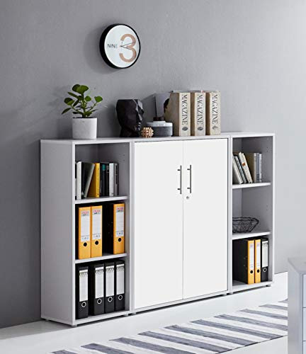Schrankwand TABOR 2 Aktenschrank Büroschrank abschließbar in diversen Farbvarianten (lichtgrau/weiß matt)