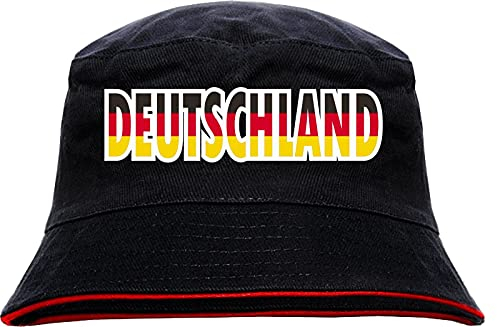 HB-Druck Deutschland Anglerhut - mehrfarig Bedruckt - Schwarz-Roter Fischerhut L/XL SchwarzRot