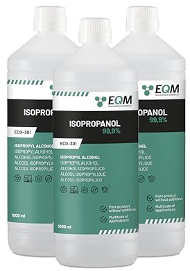 EQM - ECO-301 - Isopropanol/Isopropylalkohol 99.9% - 3x1 L - Reinigung von elektronischen Bauteilen, Linsen, Bildschirmen und Harzen im 3D-Druck