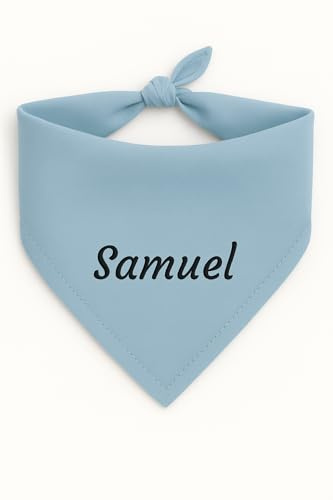 Personalisiert Hunde Bandana, Verstellbare Hunde Dreiecks Halstuch Wunschname, Gestickt Name des Hundes, Baumwolle Kopftücher Hundehalstuch Dreieckstuch, Dog Bandana (L, Blau)