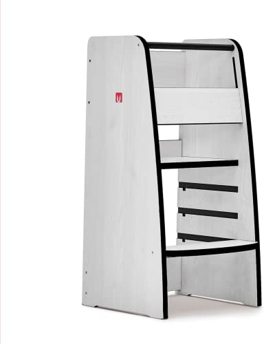 Bianconiglio Kids ® TRUSTY PLUS: La Torre Montessoriana Regolabile in 4 posizioni con Sistema di Sicurezza KIDSAFE, EASYLOCK e bordi ABS antiurto per l'Apprendimento Sicuro, Fatta a mano in Italia