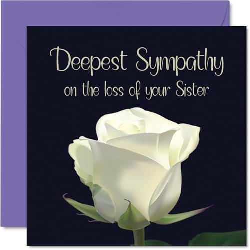 Stuff4 Trauerkarte Loss of Your Sister | Deepest Sympathy On The, Floral Rose Sorry Trauer Trauerkarten für Erwachsene, Blumen-Seidengrußkarten