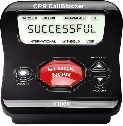 CPR Call Blocker Für Festnetztelefone – Stoppen Sie alle unerwünschten lästigen Anrufe auf Knopfdruck – funktioniert mit Ihrem vorhandenen Haustelefon (V100K)