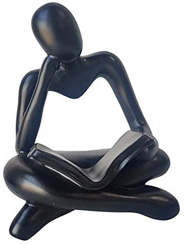 F Fityle Statua del pensatore astratto in stile nordico, collezione di decorazioni per mensole da tavolo, scultura in resina, statuetta umana per decorazioni per, Nero