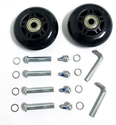 LOTOWELZON 2 Stück Gepäck-Koffer-Ersatzrollen, 75 mm Gummi-Inline-Rollschuhe mit 8 mm ABEC-7 608ZZ Kugellager-Reparatur-Sets (schwarz, OD75 x B 24 mm)