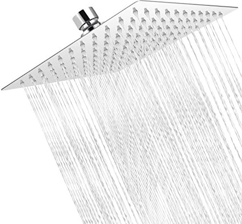 Large Shower Head, 10 Inch 360° Adjustable Angle Square Shower Head, Universal High-Pressure Rainfall Shower Heads for Bathroom, Replacement Rain Shower Heads for Bathroom