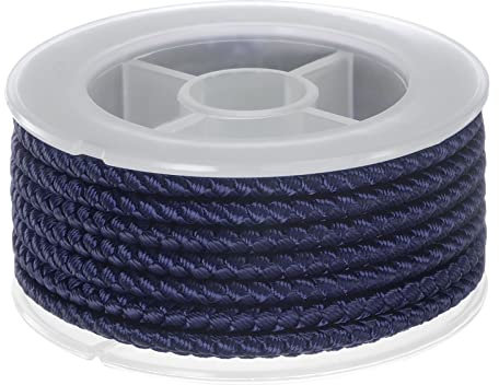 sourcing map Hilo de Nylon, Cuerda de Abalorios de Cordel, Cordón Trenzado Extrafuerte 4mm para Pulseras Joyería Fabricación Bricolaje Artesanía 3,2 M/10,5 Pies, Oscuro Azul