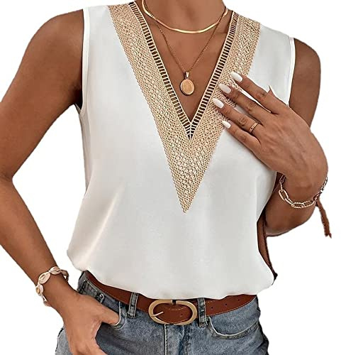 BKEPDY T Shirt Donna Elegante Camicia Senza Maniche Maglietta Maniche Corte Top con Scollo a V Maglia Estiva Casual Abbigliamento Primavera Sportiva Blusa per Ufficio
