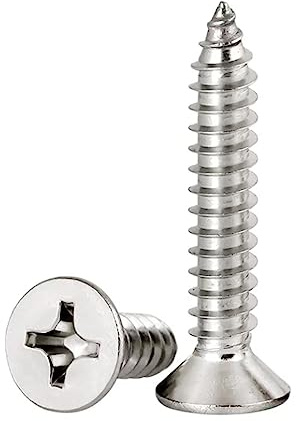 #8 x 1 Flat Head Sheet Metal Screws Phillips Drive Wood Screws, 304 Stainless Steel 18-8, Pack of 100