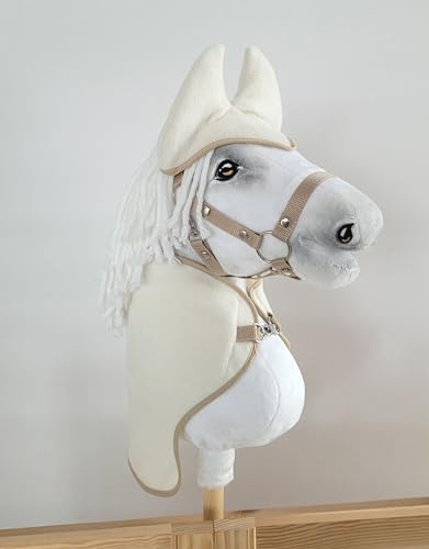 Set für Steckenpferd A3: Decke + Ohrenschützer. Kein Pferd enthalten. Creme.