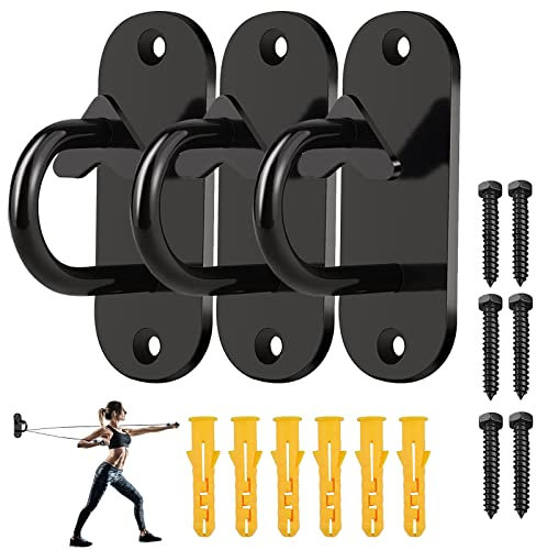 3Pcs Battle Rope Anchor, Resistance Band Wall Anchor Wall Mount Anchors Resistance Trainer Wall Anchor Bracket for Gym Home Fitness Strength Training Systems Yoga Swings Hammocks
