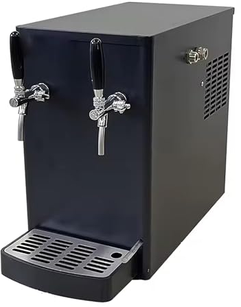LBMED 2 Faucet Beer Tower, 32L Portable Beer Tap Dispenser with Stainless Steel Double Faucet, Adjustable Temperature 3-7°C and 360° Circulating Constant, 3 Months Stay Fresh, for Party, Restaurant