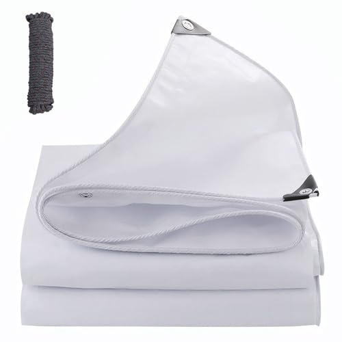 Lona impermeable con ojales, lona blanca de polietileno de 180 g/m², resistente a los rayos UV y a la intemperie, resistente al desgarro, para muebles de jardín, piscina, coche, barco, camping
