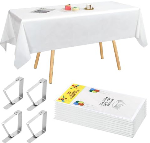 UVVRUR 10 Pièces Nappe Jetable Blanche Nappe de Table Blanche Jetable 137 x 274 cm pour Pique Nique, Barbecue, Restaurant