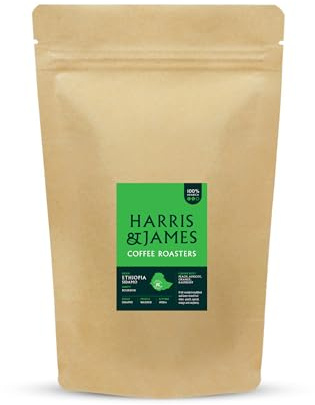 Harris & James Ethiopian Sidamo Roasted Coffee Beans 1kg, Ideal for Bean to Cup Machine or Filter Coffee Machine, A Full Rounded Mouthfeel With Lower-Toned Fruit Notes From 100% Arabica (Medium Roast)