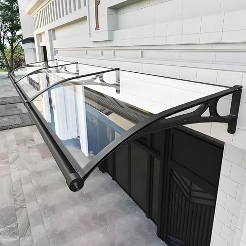 Vordach für Haustür, Vordach Terrasse mit Halterung aus Aluminiumlegierung, Polycarbonat Haustür Vordach, Vordach Haustür, Überdachung Haustür