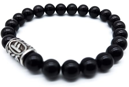 Vikingaarmband med futhark, runa och ädelsten, 18/21 cm, för kvinnor och män, i presentask, skydd, lycka och energi, 18 cm, Sten Ädelsten