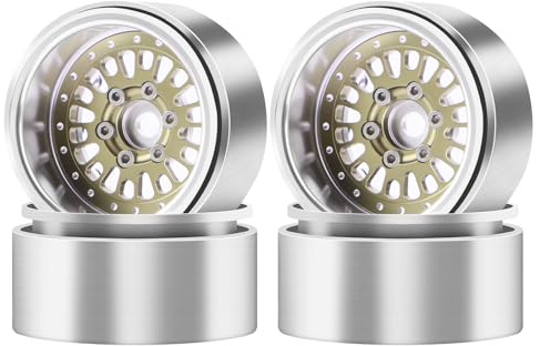 GIXCEL 1.9 Beadlock Wheel Rim, Aluminum Negative Offset 10.5mm 164g Super Heavy Deep Dish Wheels for 1/10 RC Crawler SCX10 TRX4 TRX6 VS4-10 GEN7 GEN8 Upgrade Parts, 4PCS (Desert Titanium)