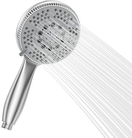 Vinabo Wassersparende Handbrause Duschkopf Hochdruck-Handbrause 5 Strahlarten Handhled Duschkopf Duschkopf mit Regendusche und Massage Funktion, Chrom Brausekopf