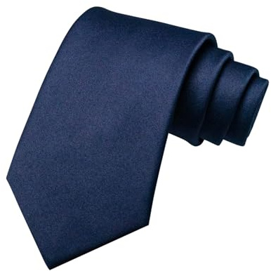 SUJIBHI Men Tie Classic Men's Solid Satin Neck Tie Solid Color Formal Neckties with Multiple Colors for Men Business Wedding Party Work Tie,8cm (Navy blue)
