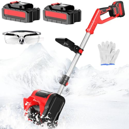 Pala da Neve elettrica, Pala da Neve Senza Fili da 1200 W, Larghezza Libera di 12 Pollici con Maniglia Anteriore Regolabile e tavola sterzante, Adatta per la Pulizia di Cortili, Strade, cors