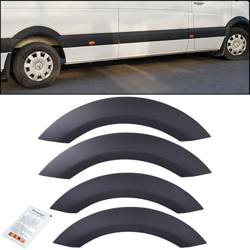 INLY 4 pièces ABS Bas de caisse Extensions d'ailes Garde-boue Sourcils de roue Garde-boue Noir compatible avec Sprinter W906 (2006-2018)