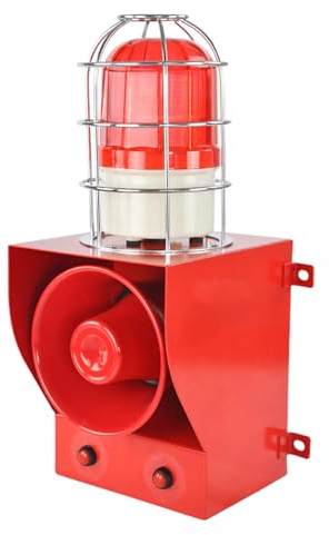 EOKHEOY Alarm Siren Waterproof Indoor/Outdoor Security Emergency Adjustable 130dB Loudest Sirens with Beacon Light Protective Net Plug for Factory, Office, Warehouse, School AC110-120V