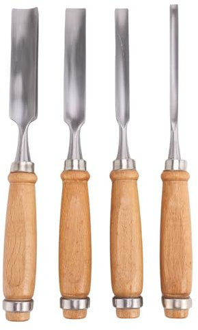 4 cinceles esenciales para carpintero, práctica herramienta de mango de madera, cinceles planos para fabricación de muebles y manualidades de madera, bordes interiores