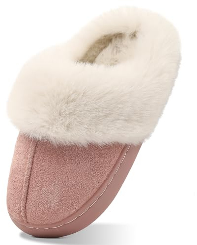 LACOFIA Pantuflas Peluche para Niñas Zapatillas de Estar por Casa Zapatos Invierno de Casa Antideslizantes y Cómodas para Niñas Rosa 28/29
