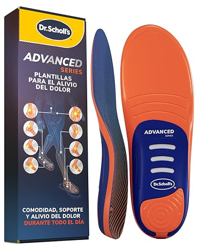 Dr. Scholl’s Advanced Pain Relief Plantillas Ortopédicas Hombres Mujeres, resistentes para zapatos y botas, alivio fascitis plantar, soporte arco, pies planos, soporta hasta 150kg, 38-39