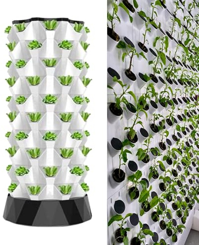 Sistema di coltivazione idroponica, torre aeroponica per giardinaggio interno ed esterno, ideale per verdure, erbe, fragole