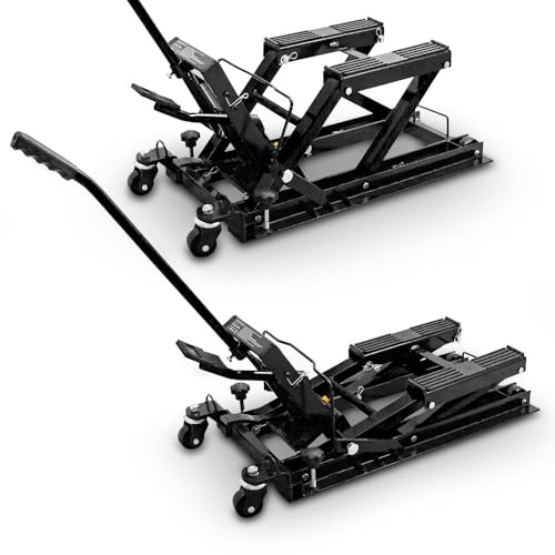 BITUXX Motorrad Heber Montageständer Hebebühne Montageheber Motorradhebebühne Hydraulisch Lifter Bock ATV Quad bis 680Kg Schwarz