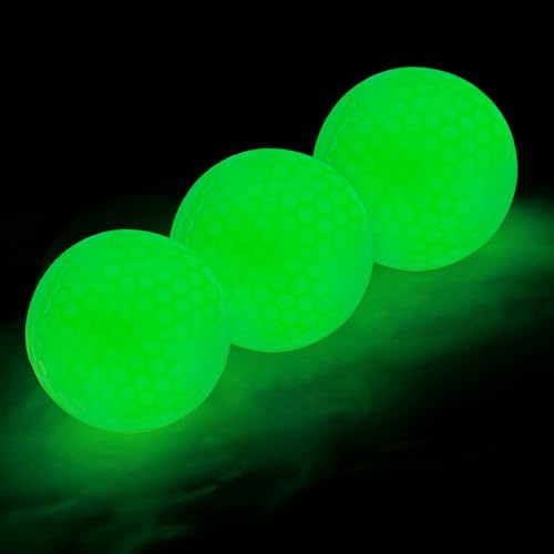 flintronic Glow Golf Balls for Night Sports, 3 Pack Funny Golf Balls, Long Lasting Bright Luminous Ball, Fluorescent Glowing in The Dark Golfs Ball