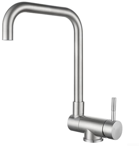 Rubinetto da cucina a leva singola con rotazione a 360 gradi, rubinetto miscelatore pieghevole per cucina, rubinetto da cucina in acciaio inox, design pieghevole salvaspazio, finitura spazzolata