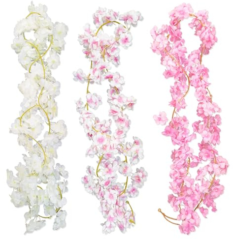 JNYUTEEN 3 Guirnalda de Flores de Cerezo Artificiales, Guirnaldas Artificial de 180 cm, Decoración de Guirnaldas de Flores para Bodas Fiestas Jardín y Decoración del Hogar