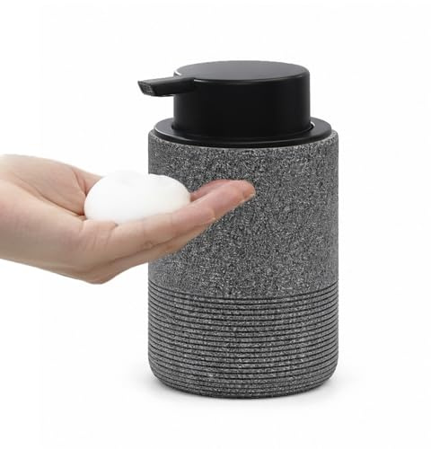 Blissilk 300 ml Schaumseifenspender mit Nachfüllbarer Pumpflasche, Seifenspender aus Harz für Bad & Küche, Handseifenspender Bad und Spülmittelspender Küche - Grau