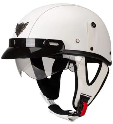 Caschi Jet E Demi-Jet Vintage Moto Casco Mezzo Scodella Retro Elmetto Retrò Moto Approvato DOTECE Caschi Cromwell Aperto Cascos Con Visiera Per Cruiser Scooter Uomini Donne G,M:57-58CM