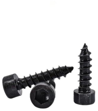 FACAIIO Tornillos autorroscantes de cabeza hexagonal de 4 x 25 mm, acero al carbono de grado 8,8, negro, madera y plástico, metal, 64 unidades