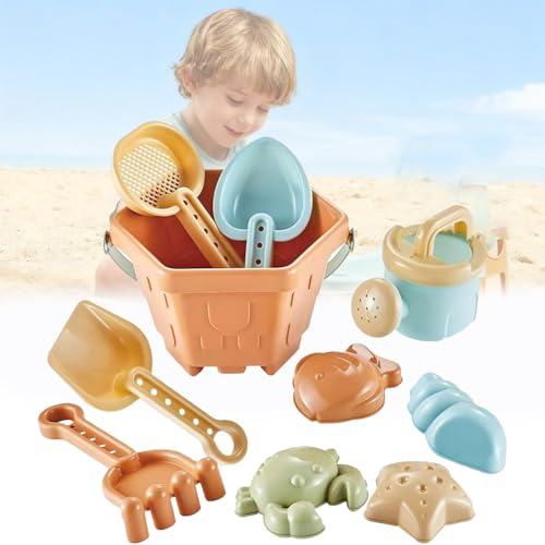 Lot de 10 jouets de plage en plastique pour enfants avec moules de camion, seaux, pelles, râteaux, mini nuage, amusement en plein air, jouet de sable durable pour garçons et filles