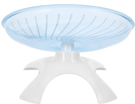 Sosoport Rueda Silenciosa para Hámster Platillo Volador de Plástico Azul para Mascotas Pequeñas, Rueda de Ejercicio Giratoria con Base Estable para Jaulas, Juguete Fitness para Jerbos