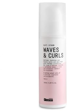 GLOSSCO PROFESSIONAL - Crema Rizos y Ondas Waves & Curls, 200 ml, Fijación Nivel 3, Define, Hidrata y Aporta Brillo, Protección Térmica y Solar, Elimina el Encrespamiento, Sin Aclarado